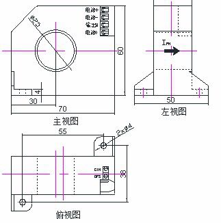 TR0222-LXN系列直流漏电流传感器外形及安装尺寸图