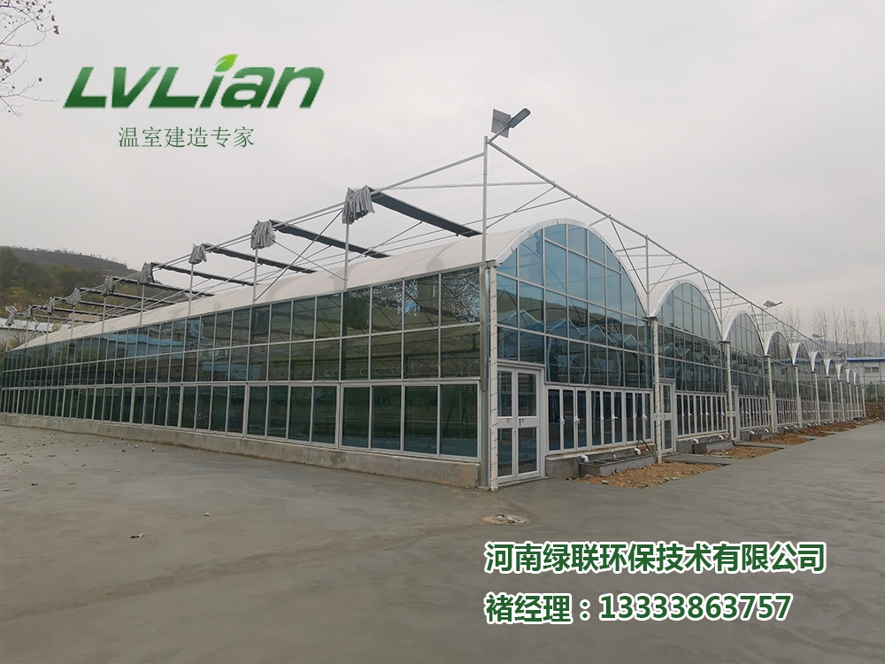 三门峡卢氏兰花产业园扶贫基地玻璃温室、双层充气薄膜温室