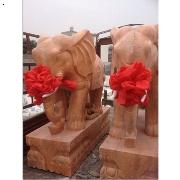 加工石雕大象|晚霞红大象石雕象|石材雕刻大象|周口石雕厂