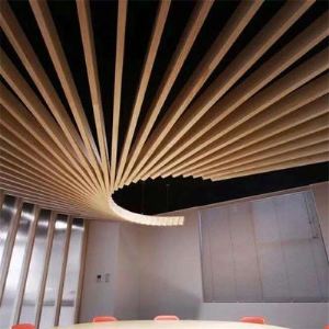 商场弧形木纹铝挂板双弧铝单板-茶餐厅定制造型铝方通报价/厂家